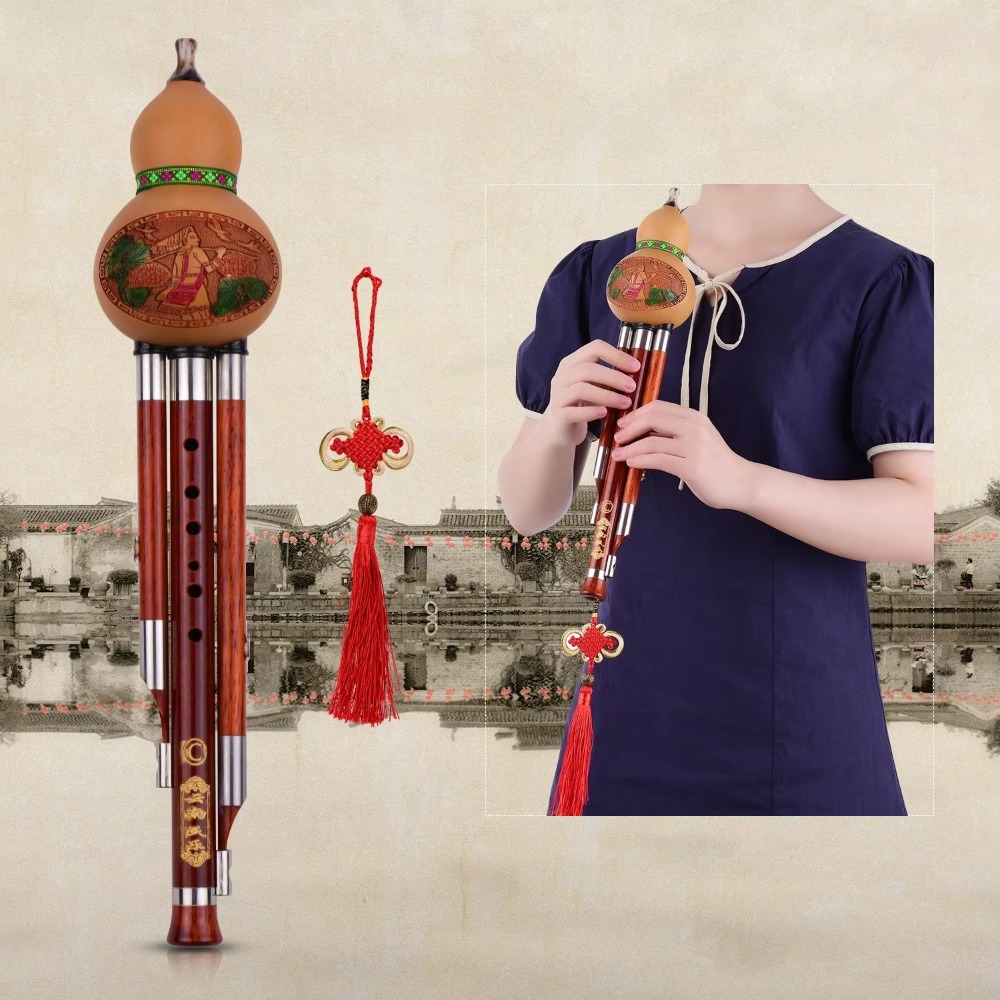 3-Tone C Key Hulusi Gourd Flut - A Musical Instrument With Keys ulasan dan harga