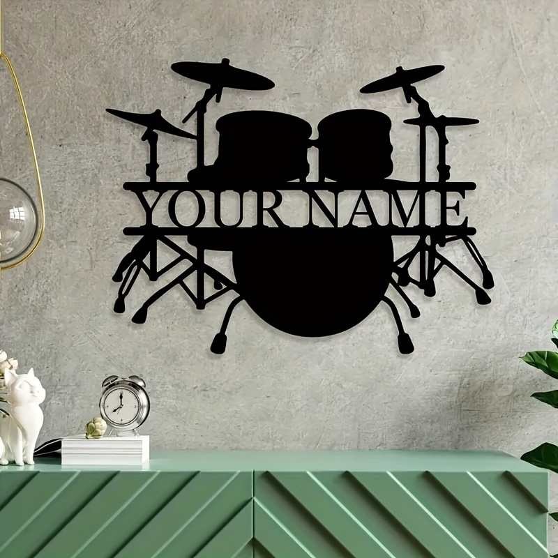 Custom Drum Set Metal Wall Art - Musical Instrument With Names ulasan dan harga