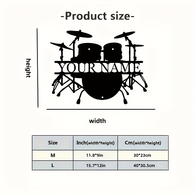 Custom Drum Set Metal Wall Art - Musical Instrument With Names ulasan dan harga
