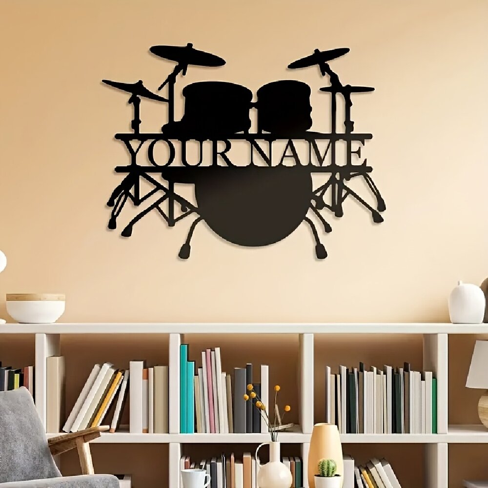Custom Drum Set Metal Wall Art - Musical Instrument With Names ulasan dan harga