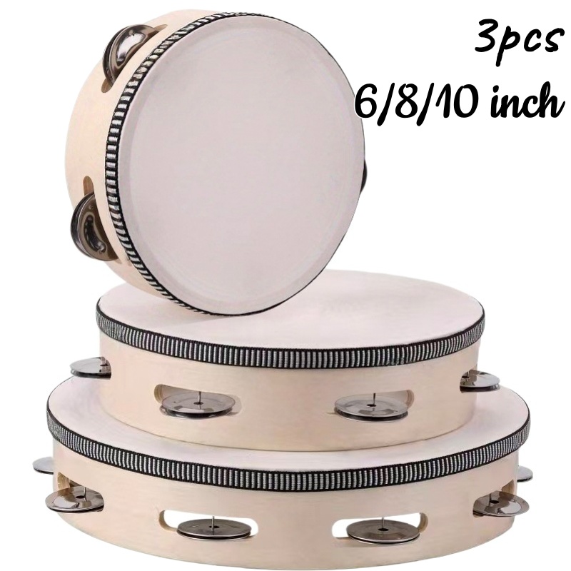 1/3pcs Wooden Tambourine 6/8/1 - Musical Instrument Tambourine ulasan dan harga